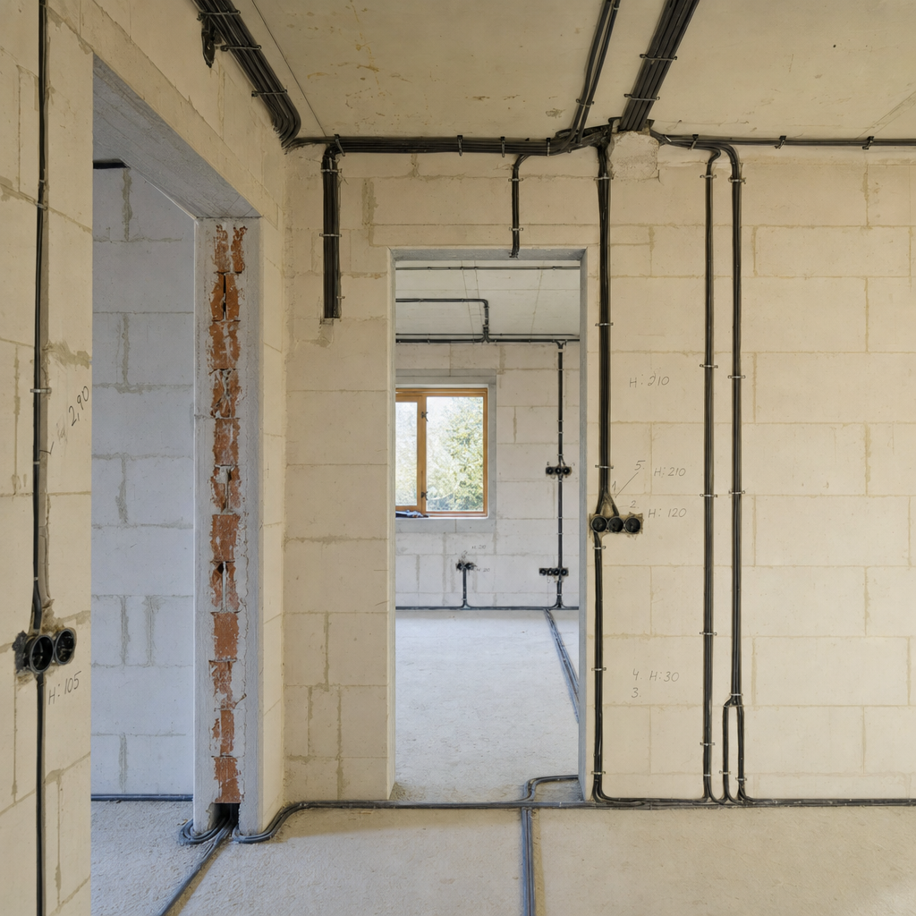 Elektroinstalace na klíč v novostavbě — revize bez závad.